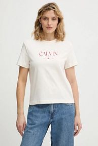 T-shirt Calvin Klein Jeans  beżowy damski LV047E813G