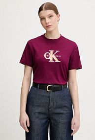 T-shirt Calvin Klein Jeans  bordowy damski LV047E819G