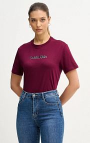 T-shirt Calvin Klein Jeans  bordowy damski LV047E821G