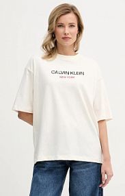 T-shirt Calvin Klein Jeans  beżowy damski LV047E800G