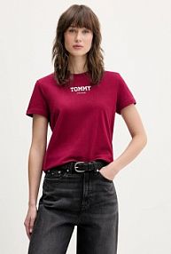 T-shirt Tommy Jeans  bordowy damski DW0DW21842