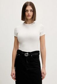 T-shirt Tommy Jeans  beżowy damski DW0DW22079