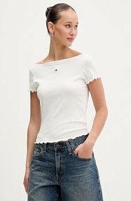 T-shirt Tommy Jeans  beżowy damski DW0DW22460