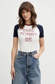T-shirt Tommy Jeans  beżowy damski DW0DW22536