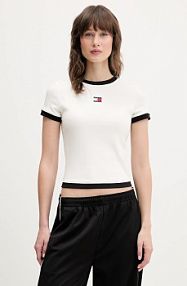 T-shirt Tommy Jeans  beżowy damski DW0DW22575