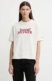 T-shirt Tommy Hilfiger  beżowy damski WW0WW47884