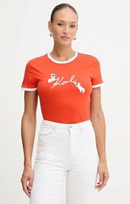 T-shirt Karl Lagerfeld  pomarańczowy damski B1W17040