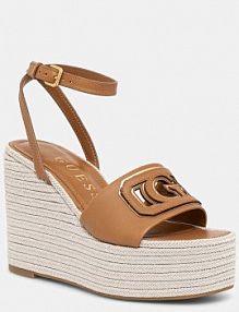 Sandały na obcasie Guess  brązowe FLJTAN.LEA04.