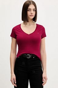 T-shirt Tommy Jeans  bordowy damski DW0DW20458