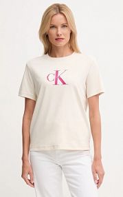 T-shirt Calvin Klein Jeans  beżowy damski LV047B865G