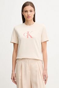 T-shirt Calvin Klein Jeans  beżowy damski LV047B865G