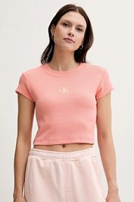 T-shirt Calvin Klein Jeans  pomarańczowy damski LV047AB802