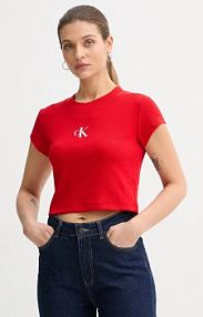 T-shirt Calvin Klein Jeans  czerwony damski LV047AB802
