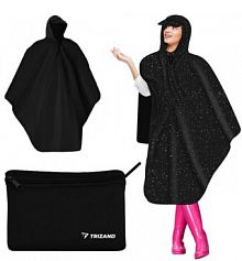 Czarny ponczo przeciwdeszczowe, rozmiar uniwersalny 130 x 115 cm  Trizand