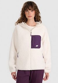 Bluza z polaru biała 4F damska 4FWAW25TFLEF330-11S