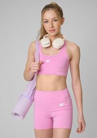 Biustonosz sportowy różowy 4F 4FRSS26USBAF270-56S
