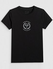 T-shirt czarny 4F damski 4FWSS26TTSHF2723-20S