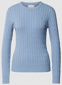 Sweter z dzianiny z wzorem warkocza Gant szary damski EAN 4800100