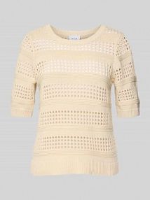 Sweter z dzianiny z rękawem o dł. 1/2 model ELINJA Vila biały damski EAN 14104629