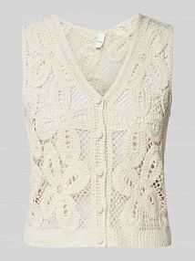 Top z imitacji dzianiny z ażurowym wzorem model ANULA YAS biały damski EAN 26037267