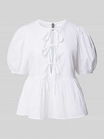 Tunika o kroju relaxed fit w stylu kopertowym model JOLLY Pieces biała EAN 17148315