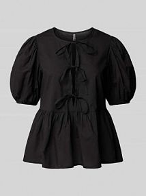 Tunika o kroju relaxed fit w stylu kopertowym model JOLLY Pieces czarna EAN 17148315