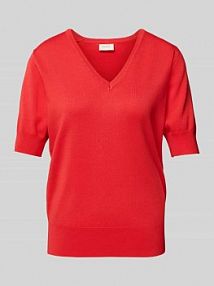 Bluzka z dzianiny z dekoltem w serek model Katie FREE/QUENT czerwona damska EAN 201948