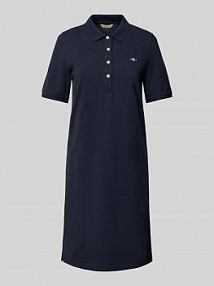 Sukienka polo o długości do kolan z wyhaftowanym logo Gant granatowa EAN 4201529