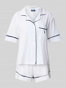 Piżama z wyhaftowanymi logo model POLO ESSENTIALS Polo Ralph Lauren biała damska EAN 4P0231
