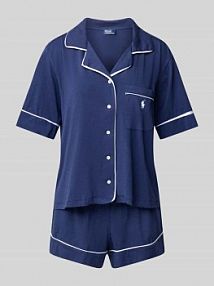 Piżama z wyhaftowanymi logo model POLO ESSENTIALS Polo Ralph Lauren niebieska damska EAN 4P0231
