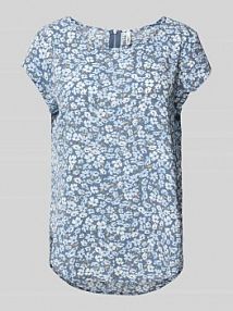 Top bluzkowy o kroju regular fit z okrągłym dekoltem model VIC Only niebieski damski EAN 15161116