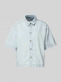 Bluzka jeansowa o kroju regular fit z rękawem o dł. 1/2 JAKE*S STUDIO WOMAN niebieska damska EAN 74968100355