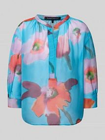 Bluzka o kroju regular fit z mieszanki bawełny i jedwabiu LUISA CERANO turkusowa damska EAN 218578 3745