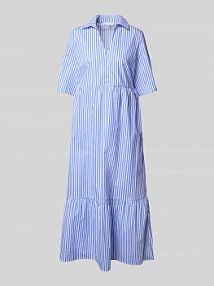 Sukienka koszulowa z efektem stopniowania i dekoltem w serek Christian Berg Woman niebieska EAN 560709109