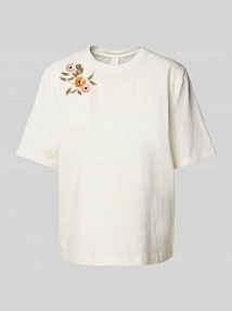 T-shirt o pudełkowym kroju z cekinami model SANNIA YAS biały damski EAN 26037612