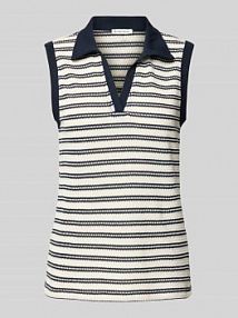 Top z dzianiny o kroju regular fit z mieszanki bawełny Tom Tailor granatowy damski EAN 1046412