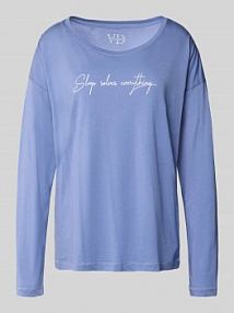 Bluzka z długim rękawem z nadrukowanym napisem Lascana niebieska damska EAN BA-60-52