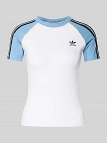 T-shirt z wyhaftowanym logo adidas Originals biały damski EAN JV7191