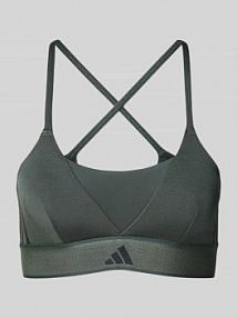 Biustonosz typu bralette z logo i skrzyżowanymi ramiączkami adidas Sportswear zielony EAN JY2095
