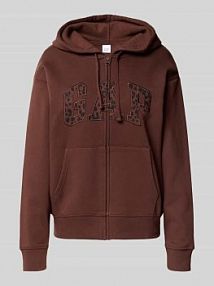 Bluza rozpinana o kroju relaxed fit z wyhaftowanym logo model Heritage GAP brązowa damska EAN 678782