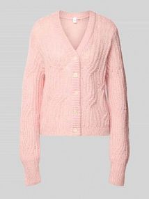 Kardigan z dekoltem w serek i dodatkiem wełny z alpaki model ZUMA YAS różowy EAN 26038075
