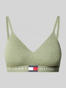 Biustonosz z mieszanki bawełny model TH HERITAGE Tommy Hilfiger oliwkowy EAN UW0UW05715
