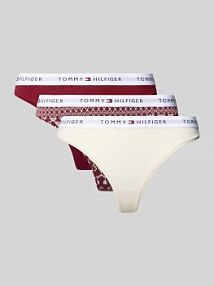 Stringi z mieszanki bawełny w zestawie 3 szt. Tommy Hilfiger czerwone EAN UW0UW06134