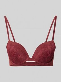 Biustonosz push up z obszyciem kwiatową koronką model Plunge Calvin Klein Underwear EAN LV00QF8442