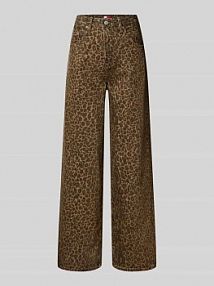 Jeansy z szeroką nogawką z czystej bawełny Tommy Jeans brązowe damskie EAN DW0DW21833