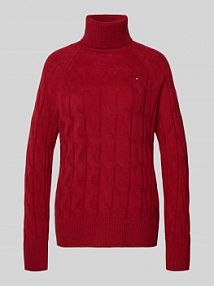 Golf o kroju relaxed fit z czystej wełny Tommy Hilfiger czerwony damski EAN WW0WW46791