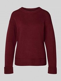 Sweter z dzianiny o kroju relaxed fit z mieszanki bawełny z dodatkiem wełny s.Oliver RED LABEL czerwony damski EAN 2169682