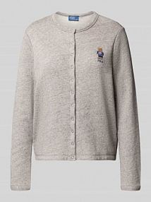 Bluza rozpinana o kroju regular fit z imitacji dzianiny z wyhaftowanym logo Polo Ralph Lauren szara damska EAN 211955298