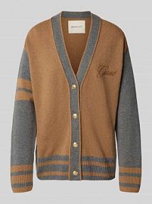 Kurtka o luźnym kroju z dzianiny z mieszanki wełny i kaszmiru Gant brązowa damska EAN 4805422