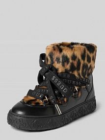 Kozaki sznurowane z detalem z logo model Uneek Guess brązowe damskie EAN FLFUEKFUR10